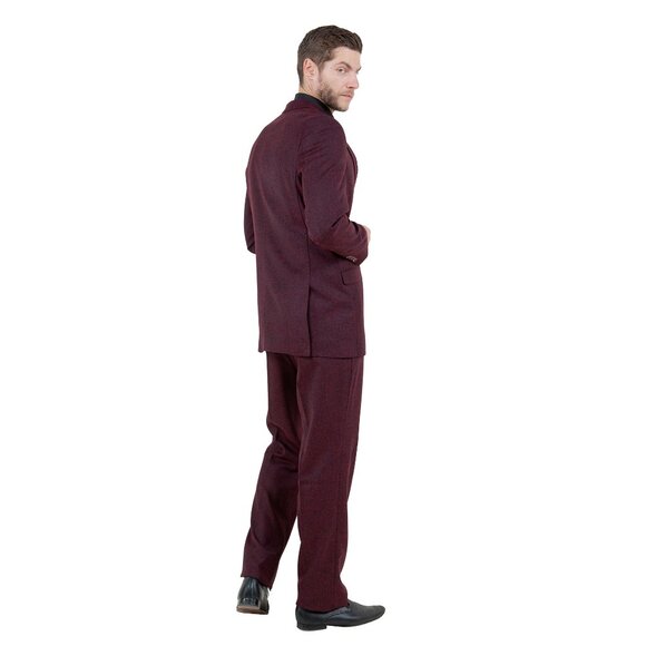 Hybrid Fit Classic Tweed Burgundy Mens Suit by Sean Alexander - Picture 6 of 7